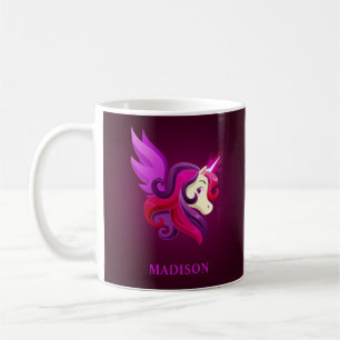 Caneca De Café Mystical Magenta Unicorn Personalizado Name