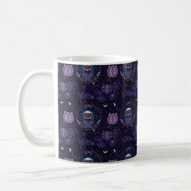 Caneca De Café Mystical Owl Forest Coffee Mug (Esquerda)