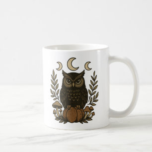 Caneca De Café Mystical Owl Moon Phases Mug - Floresta Testemunha