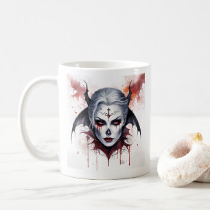 Caneca De Café Mystical Woman Vampire Watercolor Halloween