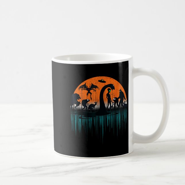 Caneca De Café Mythical Loch Ness Bigfoot Mothman Aliens Funny Cr (Direita)