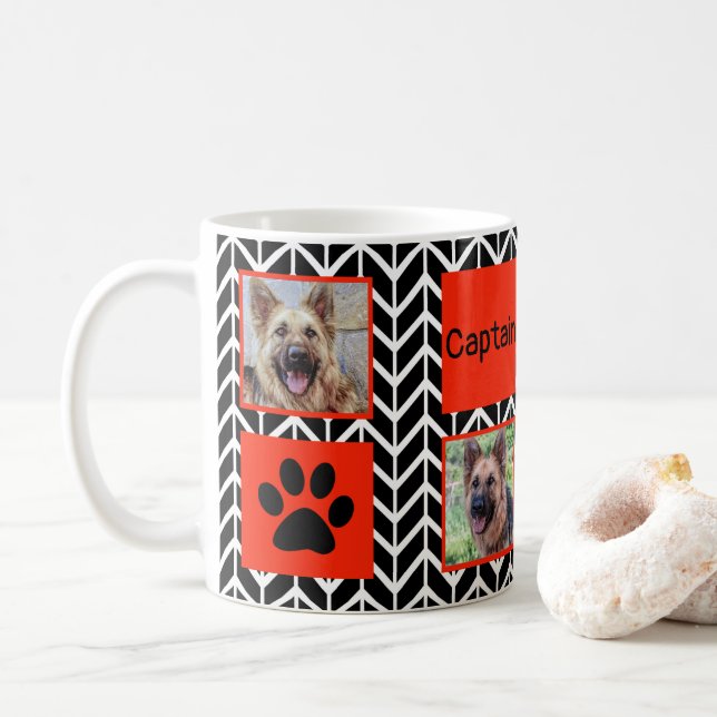 Caneca De Café Nº 1, Pai de Cães, Colagem de Fotos, Preto e Branc (Com Donut)