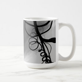 Caneca De Café Na grade: Cinza Abstrato, Preto e Branco