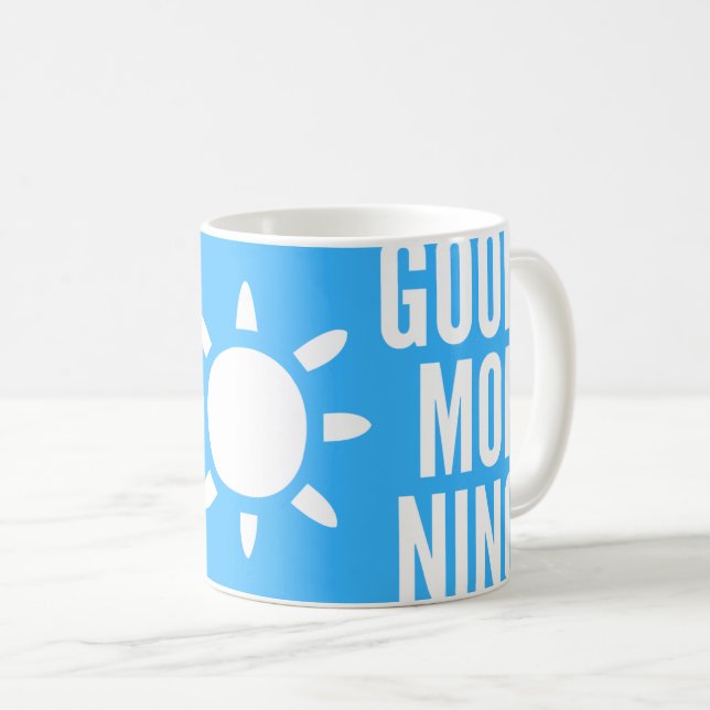 Caneca De Café Na moda Azul Claro Bom Dia Sol Tea Café Mug (Frente Esquerda)