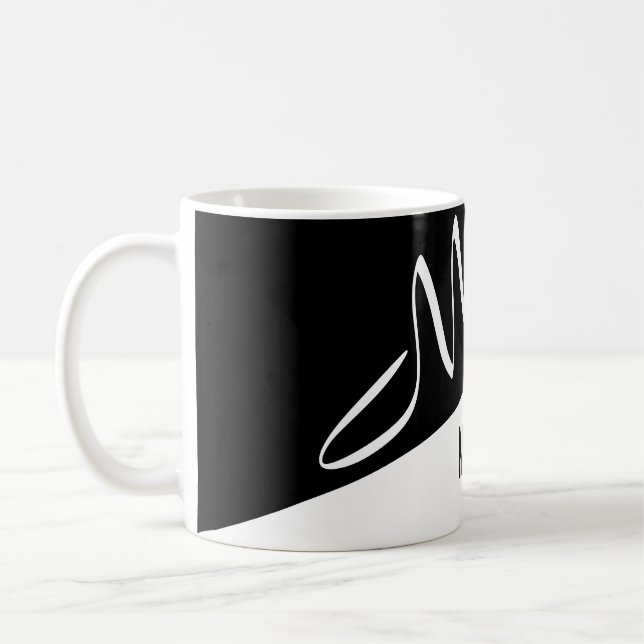 Caneca De Café na moda Black & White split script Monogramed (Esquerda)