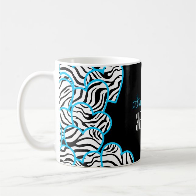 Caneca De Café Na moda Blue Sweet 16 Zebra Design (Esquerda)