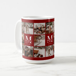 Caneca De Café Na moda Burgundy Multi Photo Collage Keepsak