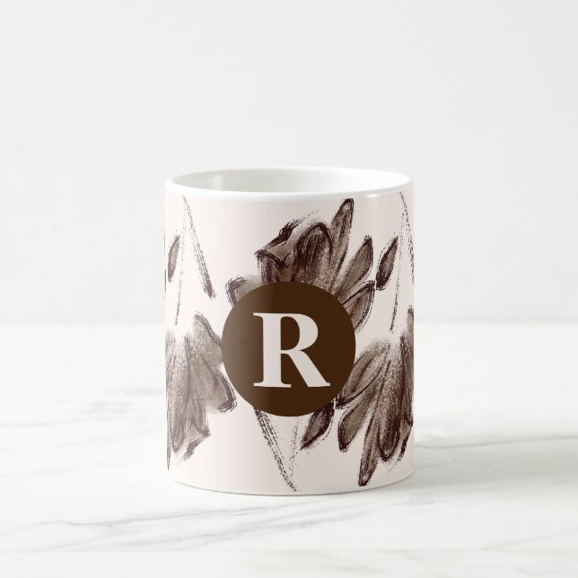 Caneca De Café Na moda Castanho-Castanho,  Personalizado, Monogra (Centro)