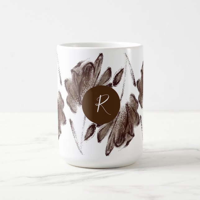 Caneca De Café Na moda Castanho-Castanho,  Personalizado, Monogra (Centro)