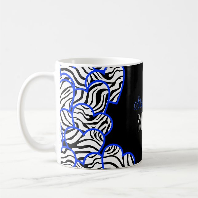 Caneca De Café Na moda Cobalt Sweet 16 Zebra Heart Design (Esquerda)