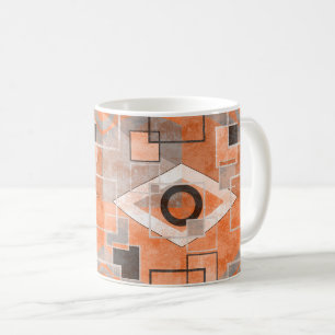 Caneca De Café na moda de cinza de de laranja geométrico