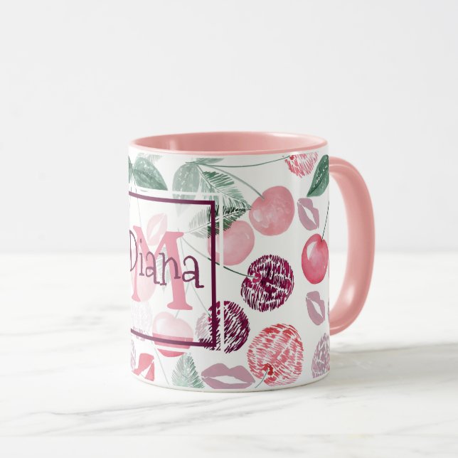 Caneca de café na moda de fruta de cereja vermelha (Frente Esquerda)
