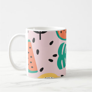 Caneca De Café Na moda de fruta: Design do padrão Vintage.