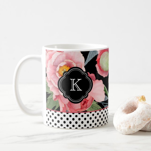 Caneca De Café Na moda e Bolinhas com monograma (Com Donut)