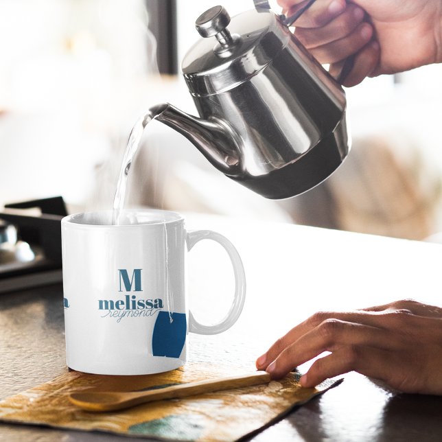 Caneca De Café Na moda-Elegante Blue Monograma Café Mug (just a simple monogram)