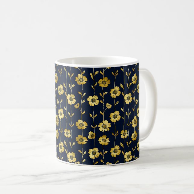 Caneca De Café Na moda feminina elegante Trendy Black Dourado (Frente Esquerda)