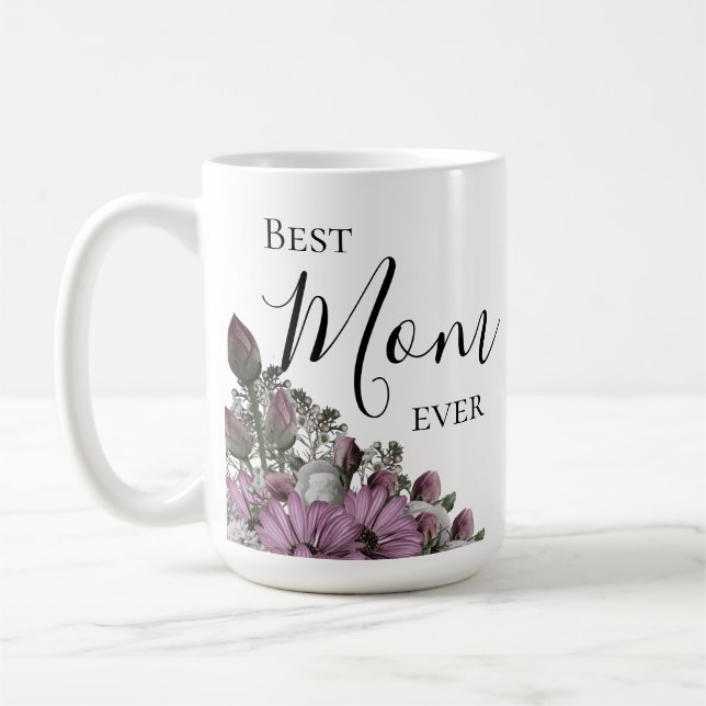 Caneca De Café Na moda Lavanda Floral Melhor Mãe (Esquerda)