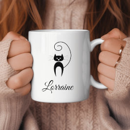 Caneca De Café Na moda Moderno Gato de Cauda Preta