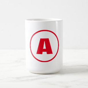 Caneca De Café Na moda Moderno Monograma Vermelho - Letra Inicial