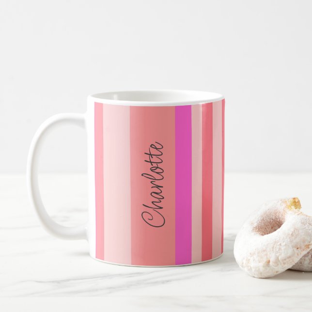 Caneca De Café Na moda personalizado - Tinta Rosa Moderna (Com Donut)