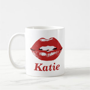 Caneca De Café Na moda Personalizar Mug de Nome com Lábios Vermel