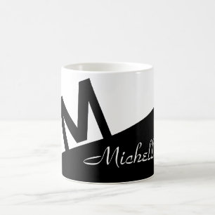 Caneca De Café na moda preto e branco monograma