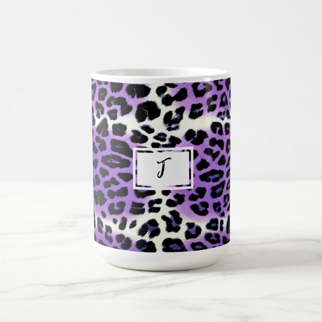 Caneca De Café Na moda Purple Leopard Animal Print Personalizado (Centro)
