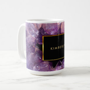 Caneca De Café Na moda roxo ametista gemstone monograma