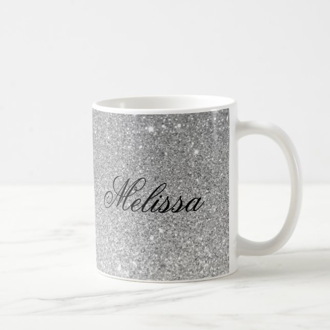 Caneca De Café Na moda Silver Glitter Personalizado Mug (Direita)