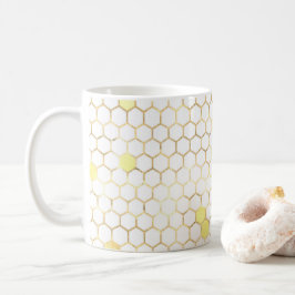 Caneca De Café Na moda White Dourada Honeycomb