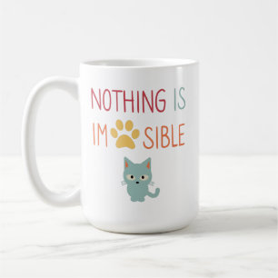 Caneca De Café Nada é impossível (impraticável) gato e pata bonit