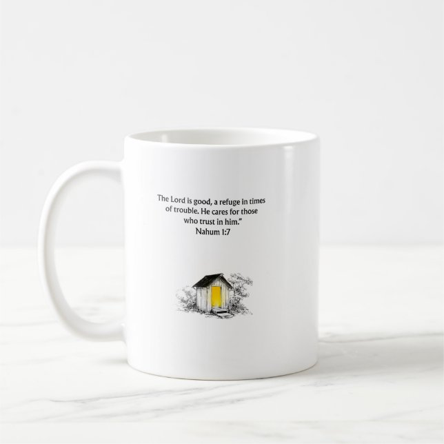 Caneca De Café Nahum 1:7 Bible Verse Christian Mug (Esquerda)