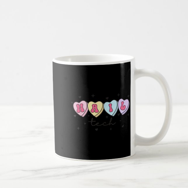 Caneca De Café Nail Tech Valentine's Day Heart Manicurist Cosmeto (Direita)