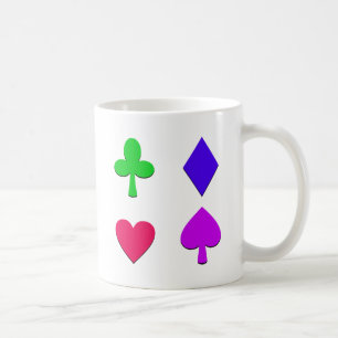 Caneca De Café Naipe Colorido de Quatro Cartas