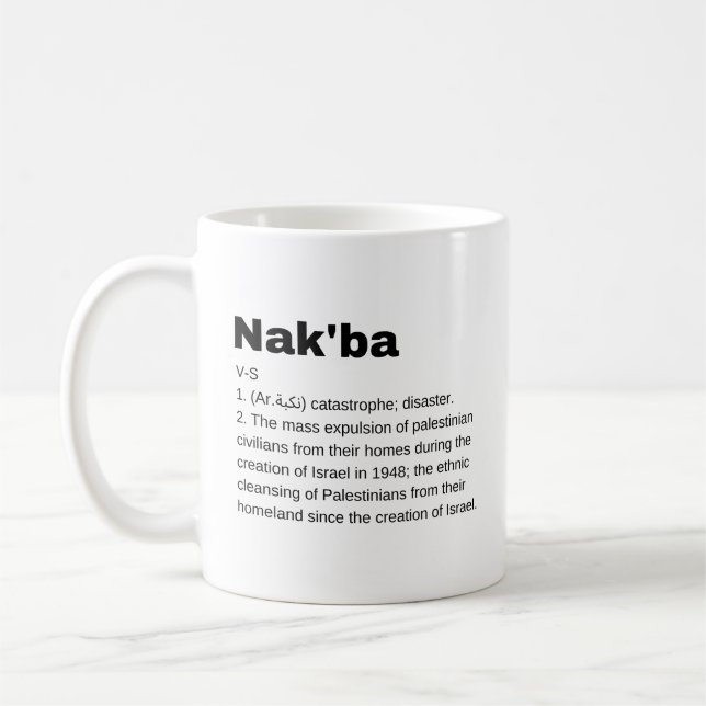 Caneca De Café Nakba Significa design Nakba Texto Definição (Esquerda)