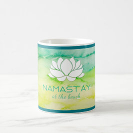Caneca De Café Namastay na Praia Aquarela