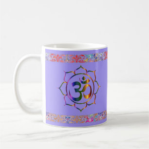 Caneca De Café Namaste Aum Om Lotus com o Rainbow Vintage Border