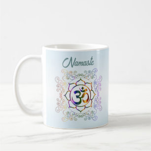 Caneca De Café Namaste Aum Om Lotus Design espiritual Prismático