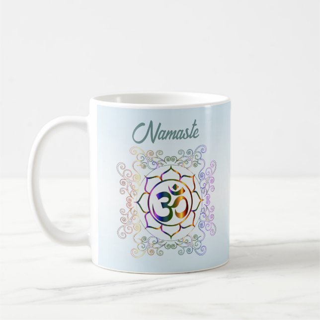 Caneca De Café Namaste Bonito Arte Espiritual do Lotus Prismático (Esquerda)
