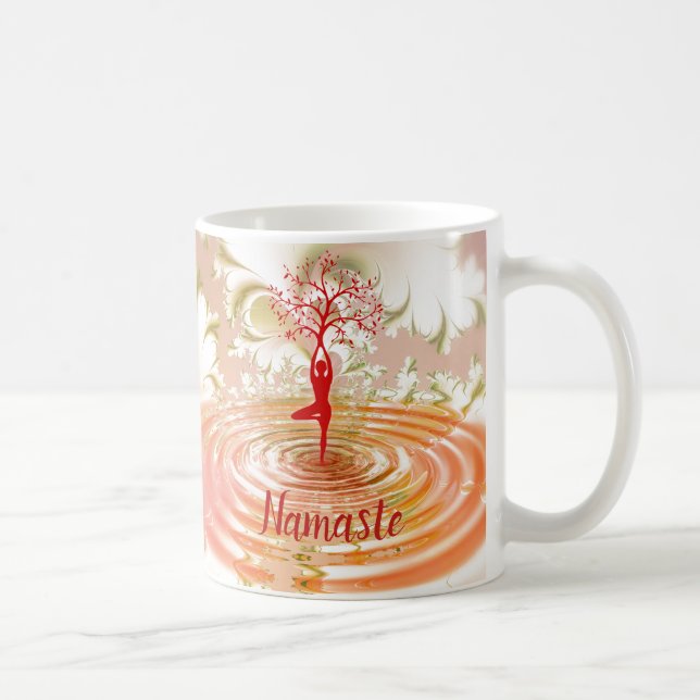 Caneca De Café Namaste Citação Yoga Tree of Life Zen (Direita)