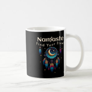 Caneca De Café Namaste Encontre Seu Fluxo Lua Crescente Apanhador
