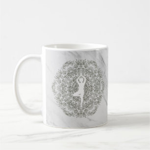 Caneca De Café Namaste Pose de Yoga   Padrão Mandala