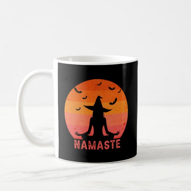 Caneca De Café Namaste Witches Halloween Yoga Witches (Esquerda)