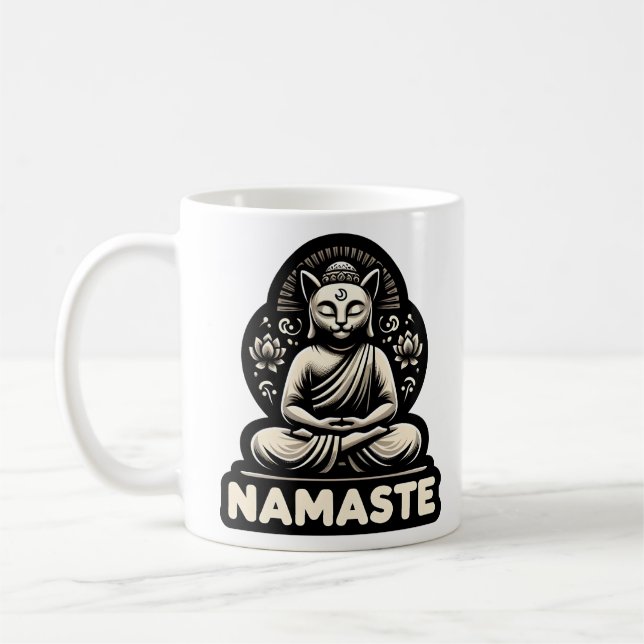 Caneca De Café Namaste Yoga em uma camisa Tri-Blend Buda (Esquerda)