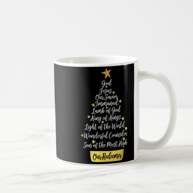Caneca De Café Names Of Jesus Christian Faith Christmas Tree  (Direita)