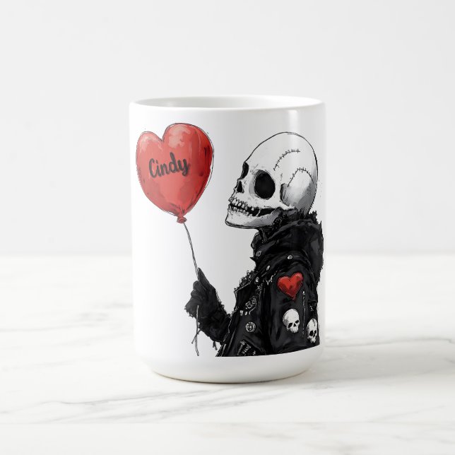 Caneca De Café Namorada Assustadora - Crânio Personalizável com B (Centro)