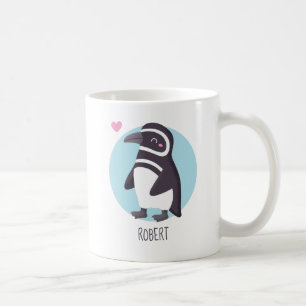 Caneca De Café Namorado de Pinguim Bonito Personalizado