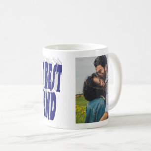 Caneca De Café Namorado Foto com tipografia azul escura