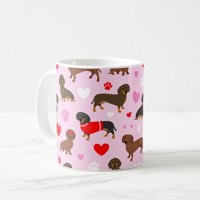 Caneca De Café Namorados Dachshund (Frente Esquerda)