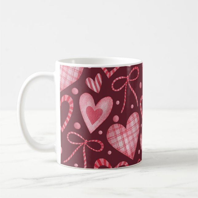 Caneca De Café Namorados de Aquarela: Borgonha Rosa (Esquerda)